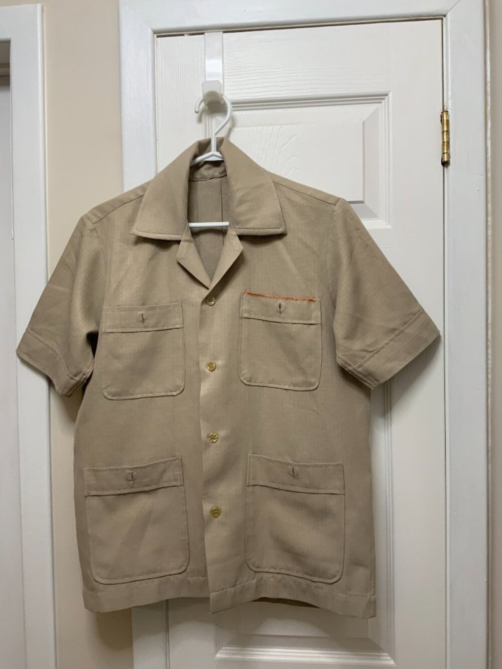MEN'S SHORT SLEEVE 1970's SAFARI STYLE SHIRT - SIZE UNKNOWN